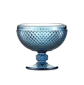 Popular High Quality pink Blue Retro 350ml Luxury Salad Dessert Fruit Ice Cream Cup Colored Glass Goblet