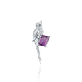 Abiding Bird Pendant Natural Amethyst Gemstone 925 Sterling Silver Fashion Animal Necklace Women Jewelry Brooch for Bridal