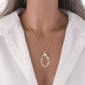 High Quality Trendy Geometric Irregularity Freshwater Pearl Pendant Necklace with Link Chain Copper Jewelry for Anniversaries
