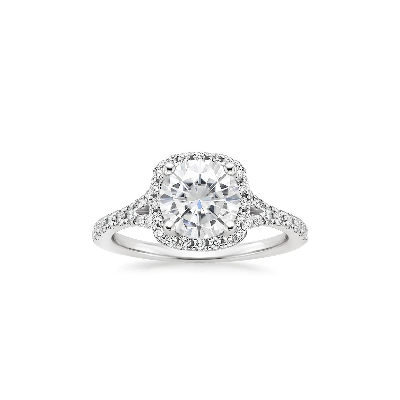Fancy 18K Gold Cushion round Cut Moissanite Halo Engagement Ring Elegant Jewelry for Brides-to-Be