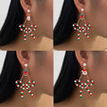 Trendy Christmas Pearl Elk Santa Claus Big Earrings for Party