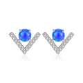 Fine Jewelry S925 Sterling Silver Cubic Zircon Triangle V Opal Stud Earrings for Women