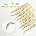 DIYDAY Eyelash Beauty & Tools Gold Stainless Steel Curved Tweezers for Eyelash Extension