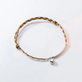 Boho Handmade Colorful Rope Heart Charm Adjustable Bracelet in 925 Sterling Silver