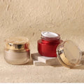 Luxury Unique  Red Small Round Empty 20g Glass Cosmetic Cream Jar with Golden Lids