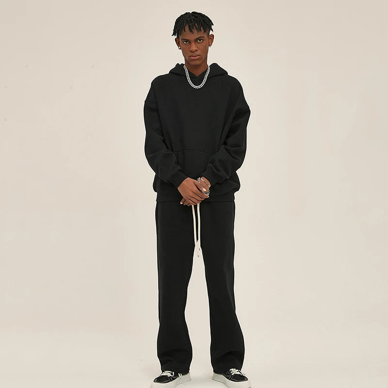 High Quality Custom Logo Men's Hoodie and Flared Sweatpants Set Winter Hooded Collar Wholesale Available