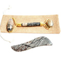 2026 Natural Picasso JasperJade Roller Set Prive Label Slimming Massage Picasso JasperGua Sha Stone Set with Box for Anti Aging