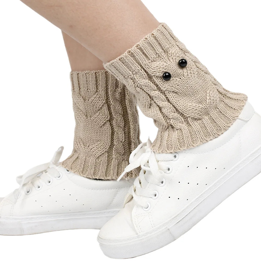 Fashion Spring Cable Knit Leg Warmers Boot Cuff Short Boots Ankle Socks for Girl