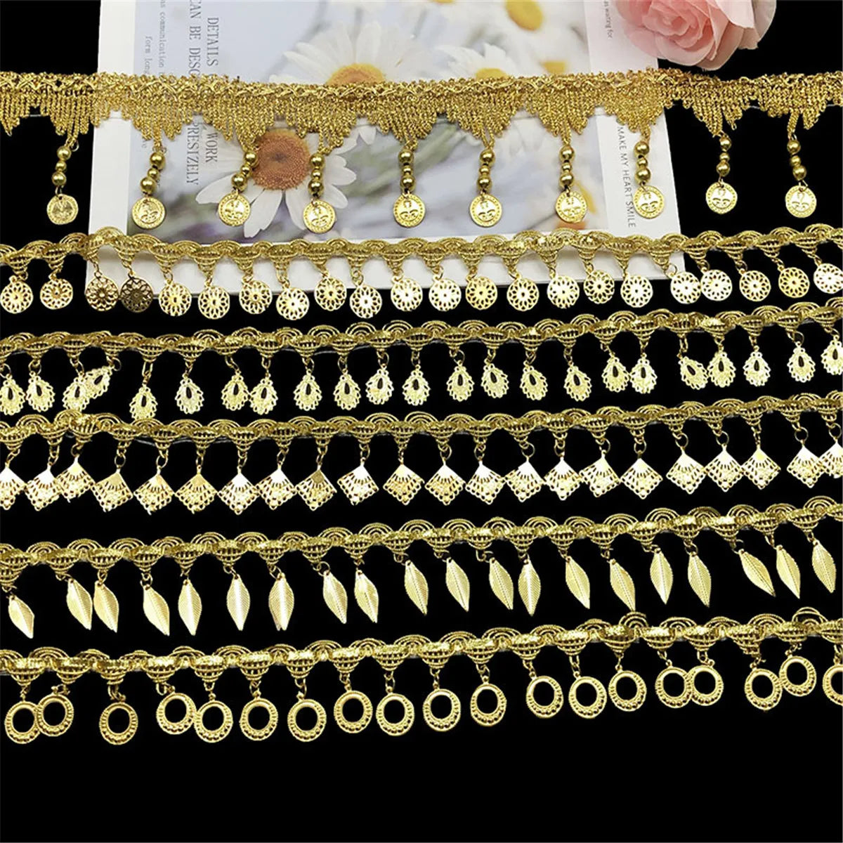 1 Yard Sequins Trim Tassel Fringe Latin Dance Ribbon Belt Chain Clothing DIY Craft Accessories