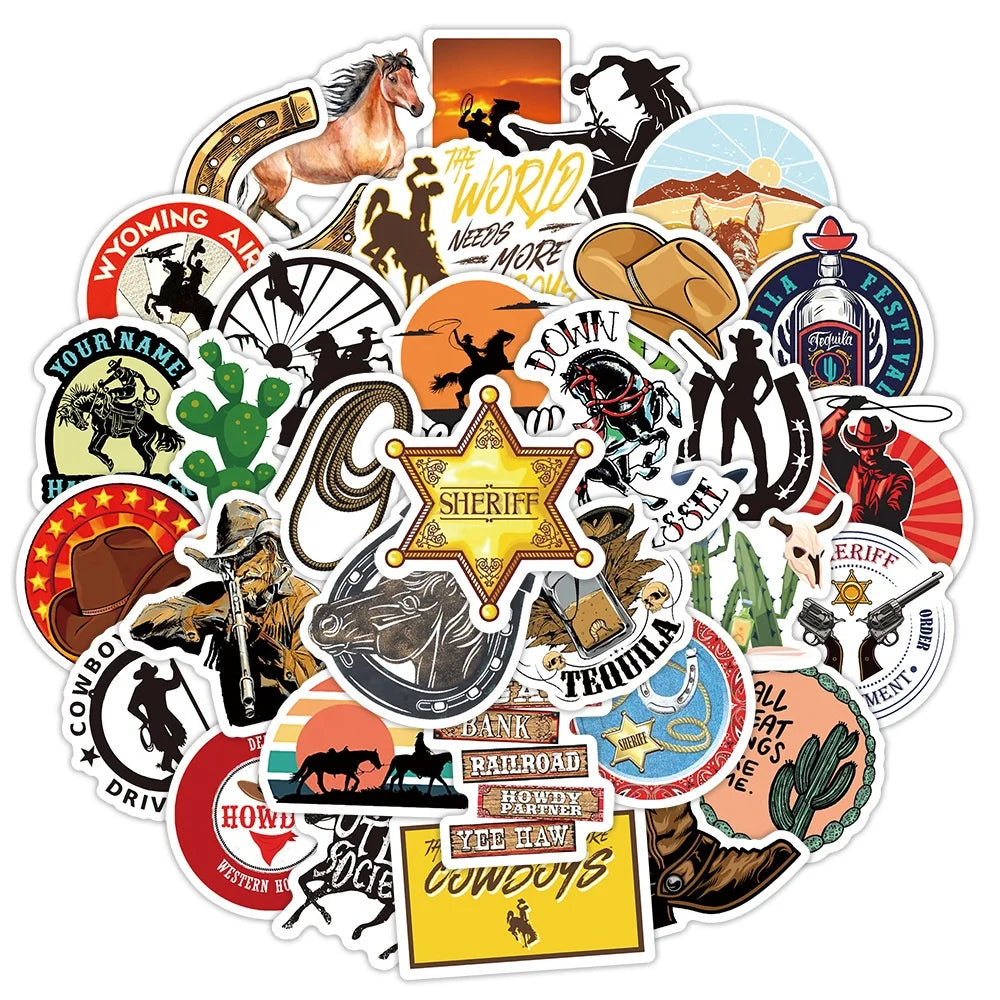 50Pcs Fashion Cowboy Cool Graffiti Sticker Funny Diy Decorative Stickers
