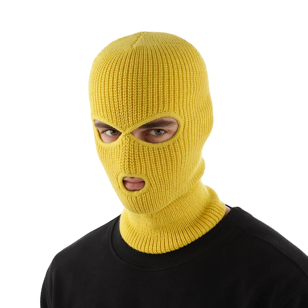 3 Hole Balaclava Ski Mask Wholesale Custom Logo Knitted Winter Warm Full Face Soft Acrylic Tactical Unisex Party Hats