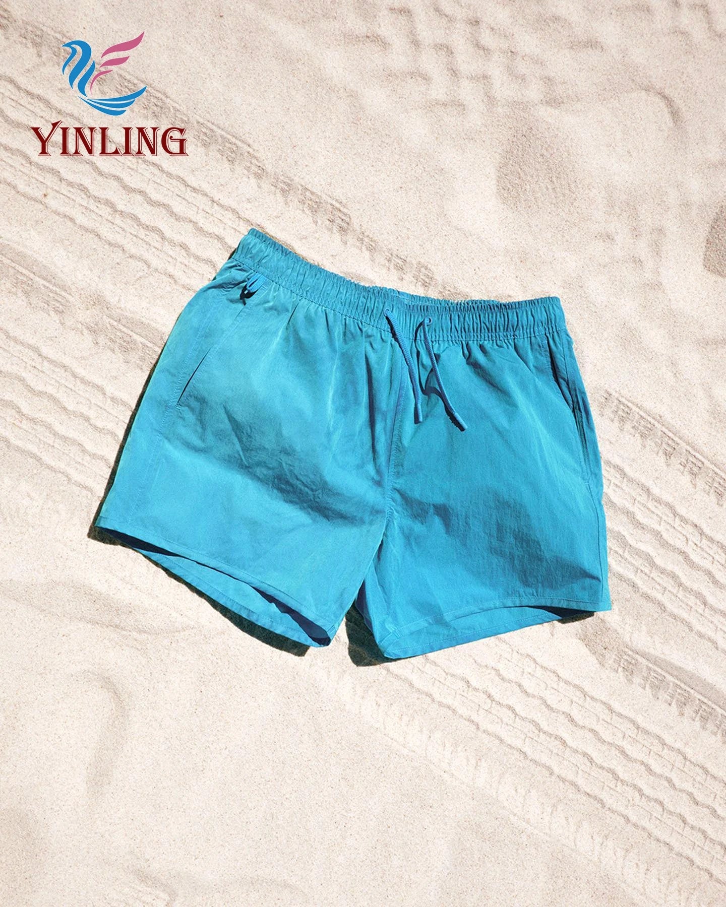 OEM Custom Men's Swim Board Shorts Quick Dry & Waterproof Polyester Solid Color Elastic Waist Skinny Fit