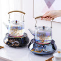 Chinese Style Factory Creative Printing  Home Drinking Glassware With Handle Handmade Transparent Glass Tea Pot