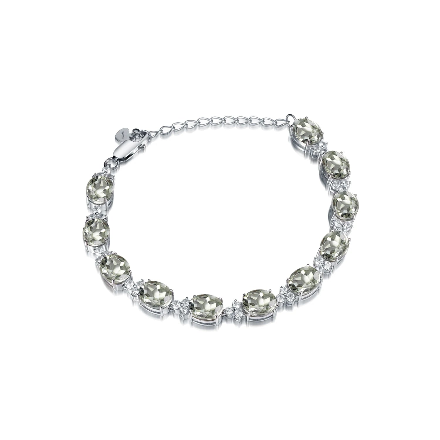 F0066 Abiding Jewelry New Arrival 925 Sterling Silver Tennis Oval 8x10 Prasiolite Stone Natural Quartz Bracelet
