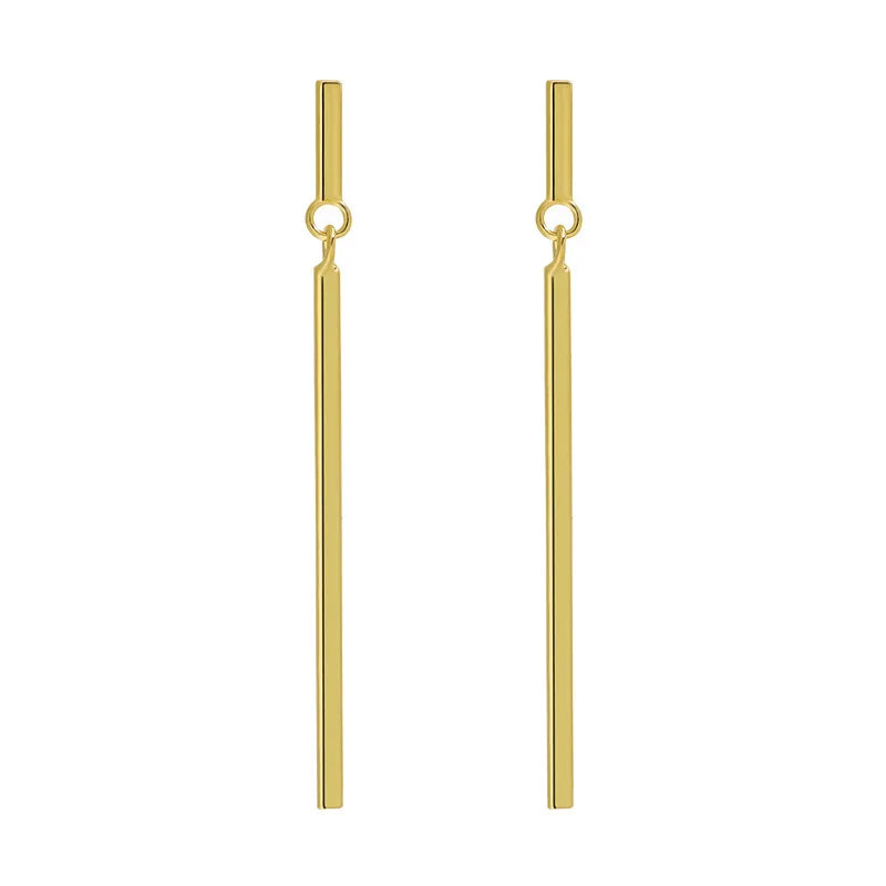 Summer Fine Jewelry 925 Sterling Silver Versatile Geometric Vertical Square Bar Long Drop Earrings for Women