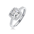 1Carat Adjustable Sterling Silver 925 Ring for Women Square Moissanite Engagement Wedding Ring Girl