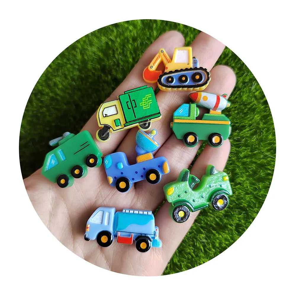 Bulk 100Pcs/Lot Assorted Car Truck Flatback Resin Cabochons Mini Excavator Embellishments for Scrapbooking Decor
