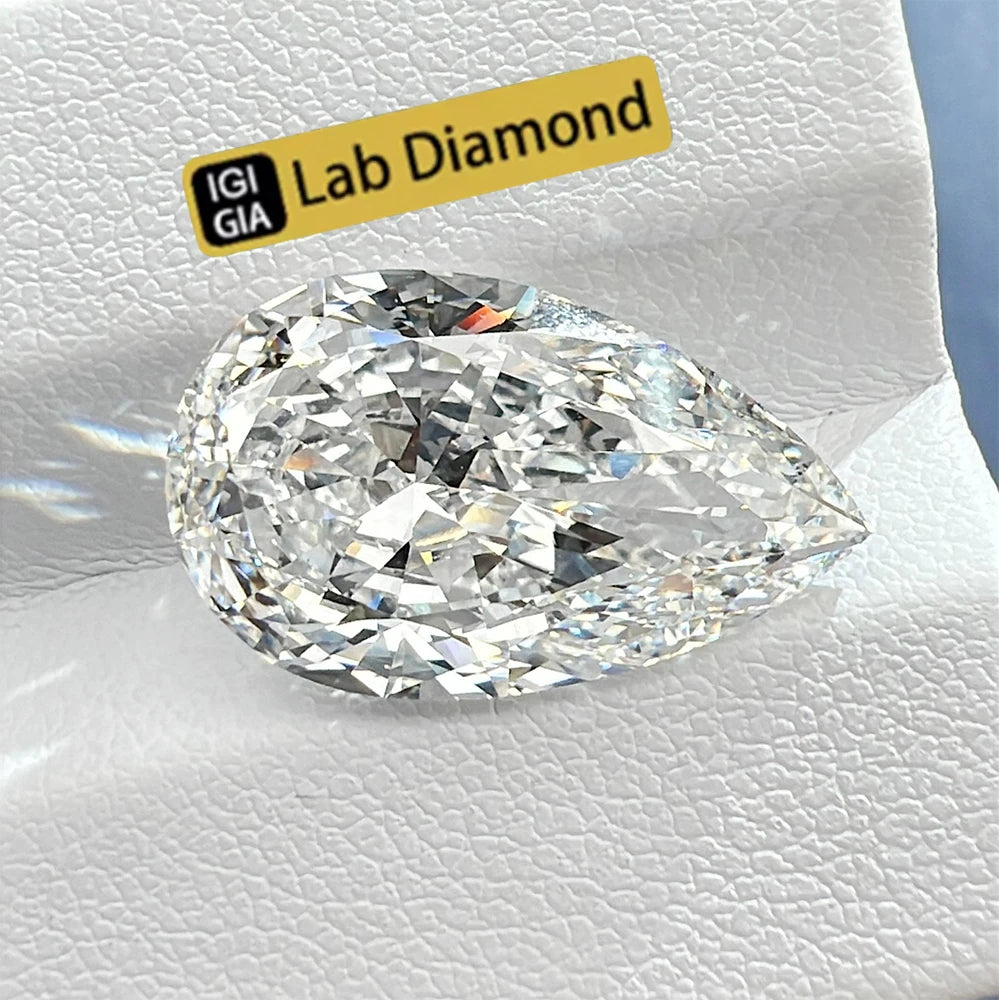 Messi Jewelry 1ct 1.5ct 2ct 2.5ct 3ct 4ct 5ct Pear Lab Diamond IGI Certified Fancy Cut HPHT CVD Pear Shape Lab Grown Diamond