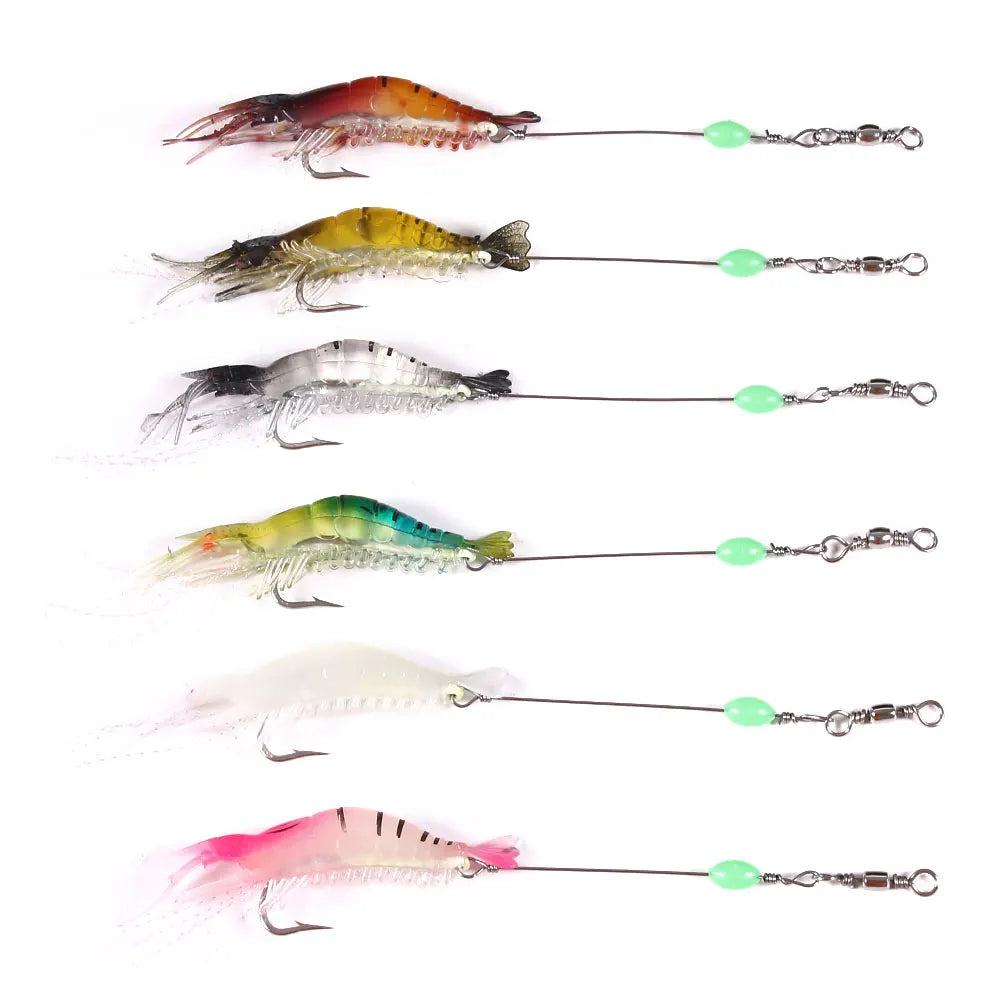 8CM 5.3G Soft Shrimp Fishing Lures Artificial Shrimp Baits Luminous Soft Lure Bionic Bait With Lead Hook MegaBDM