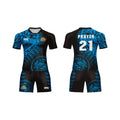 Wholesale Custom Breathable 100% Polyester Men's Rugby Jerseys Blue Sports Jersey Shirt Set with Sublimation Printing