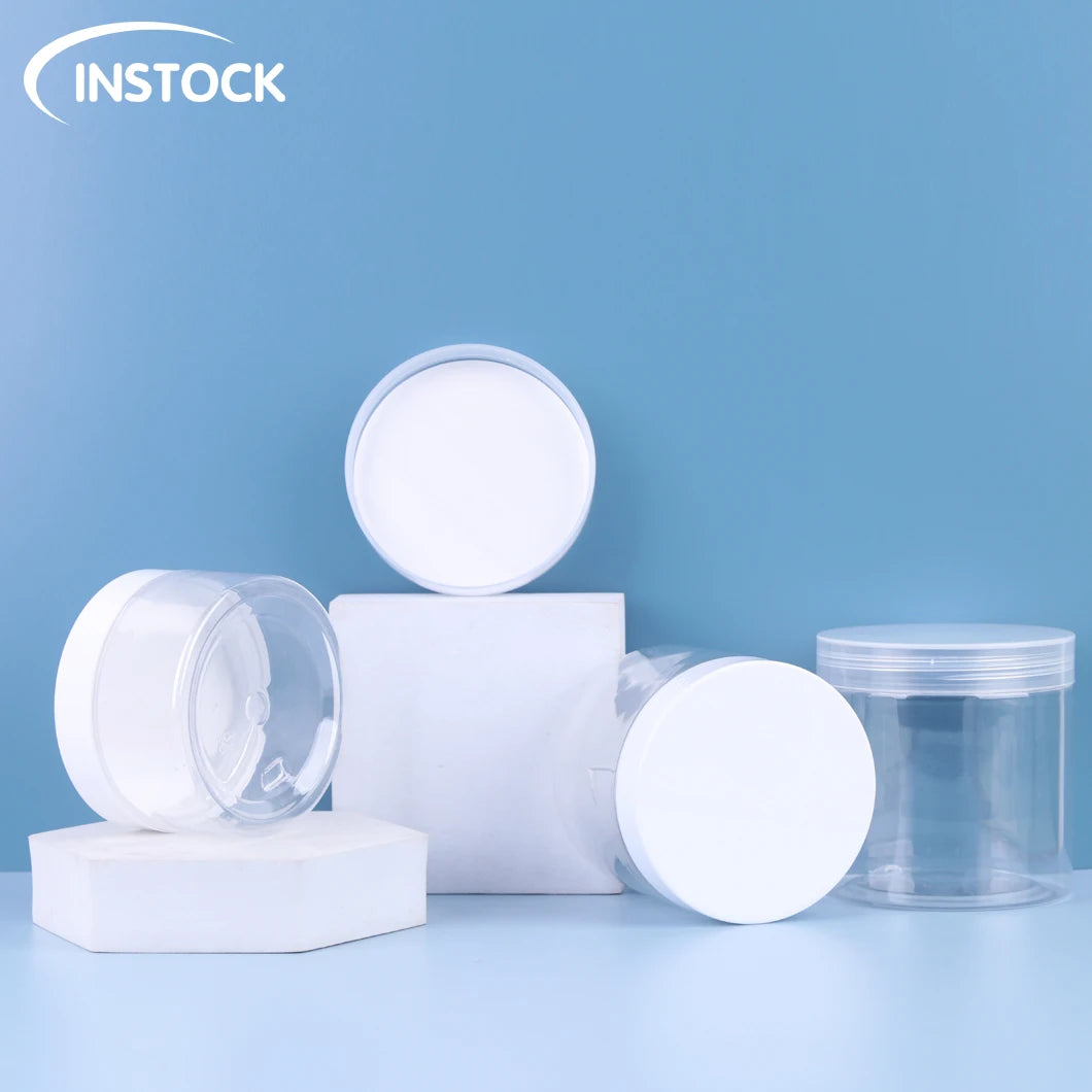 Large Volume Transparent Storage Empty Plastic Jars 100/200/300/400/500ml Wide-mouth PET Bottles for Sugar & Candy Food Sealed