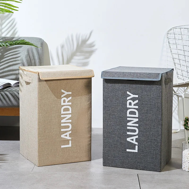 Large Laundry Basket Waterproof Freestanding Laundry Hamper Collapsible Tall Clothes Hamper with Extended Handles