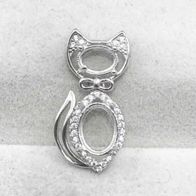 Sterling Silver 5*7+7*9mm Semi Mount Pendant Empty Frame Blank Support Setting S925 Base Hold Without Center Stone for DIY Inlay