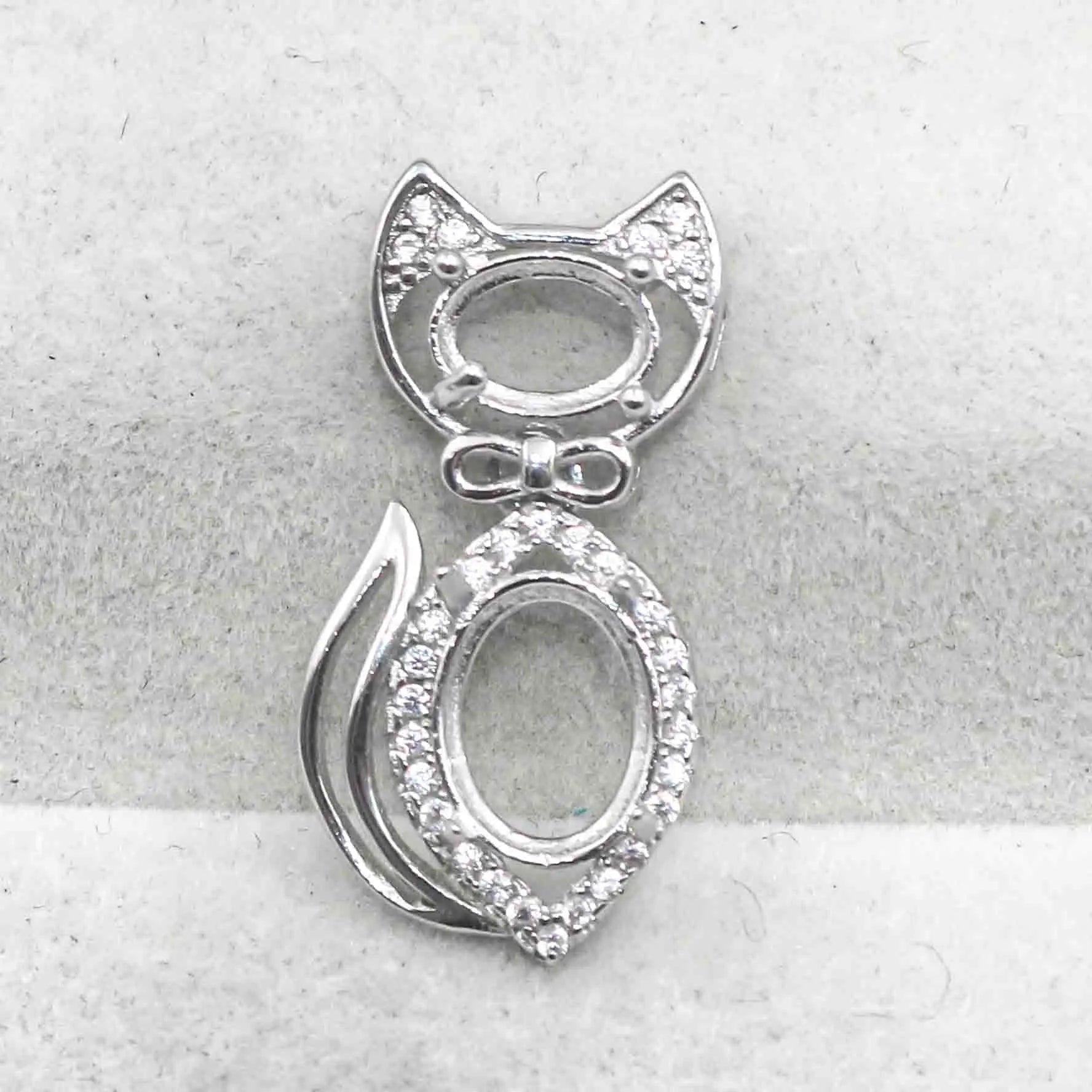 Sterling Silver 5*7+7*9mm Semi Mount Pendant Empty Frame Blank Support Setting S925 Base Hold Without Center Stone for DIY Inlay