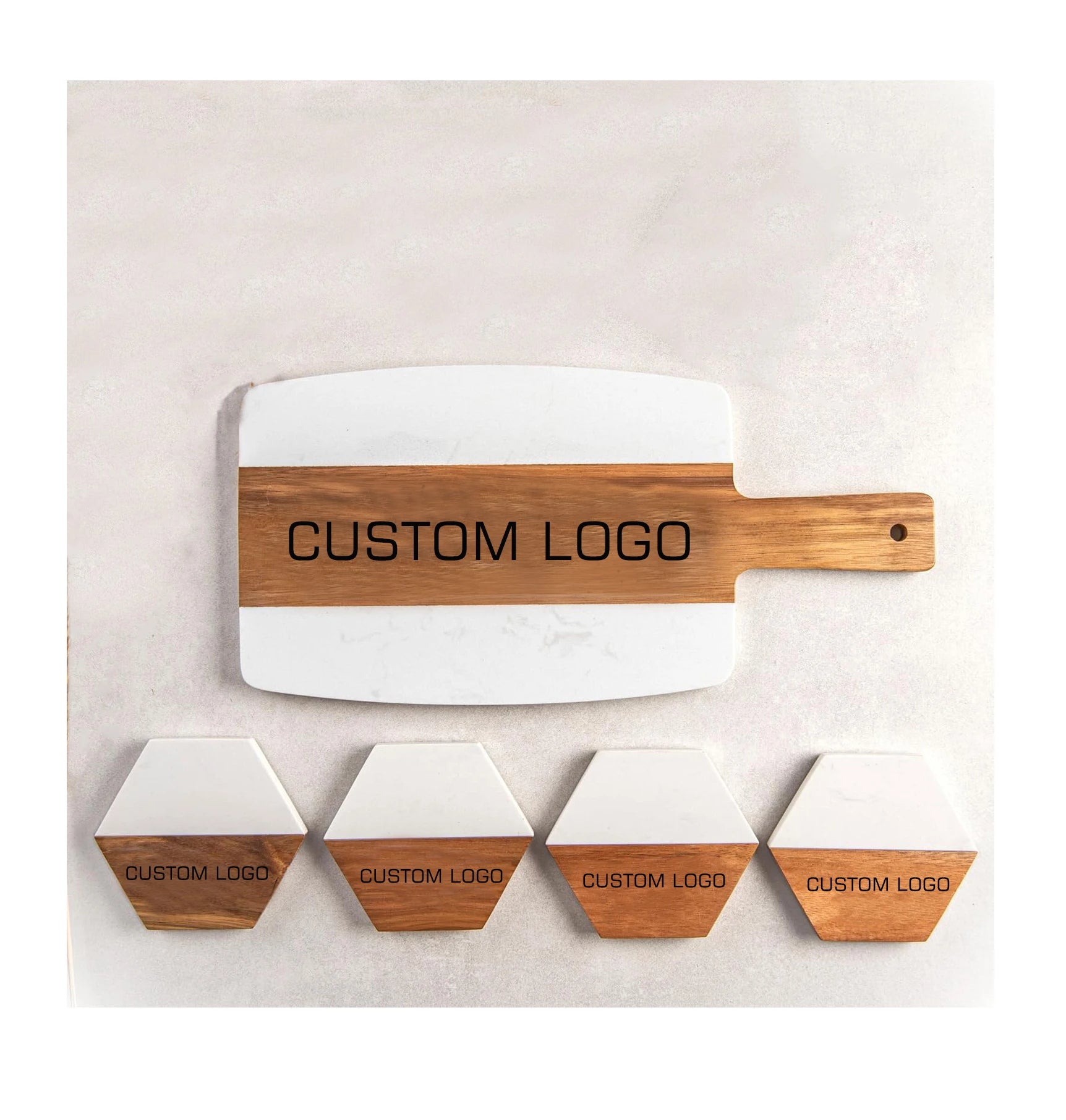 Wedding Anniversary Gift Acacia Wood Marble Coasters Charcuterie Cheeseboard Personalized Marble Wooden Cutting Board