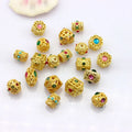 JF8742 Matte Gold Plated Pave Stone Nepal Nepalese Style Brass Beads Nepal Charms Tibetan Ethnic Tribal Beads for Jewelry Making