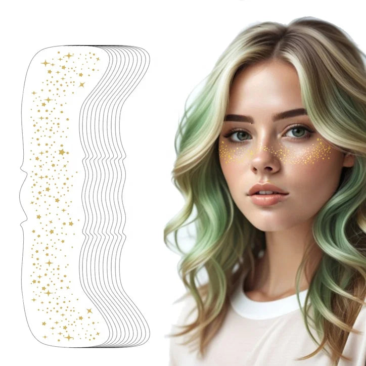 Waterproof Sweat-Resistant Temporary Tattoo Sticker Holiday Party Face Patch Women's Sexy Gold Freckles Temporary Tattoo Patch