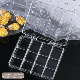 12 Slots Empty Clear Nail Art Decoration Storage Box Jewelry Beads Gems False Tips Boxes Case Nail Glitter Rhinestone Container
