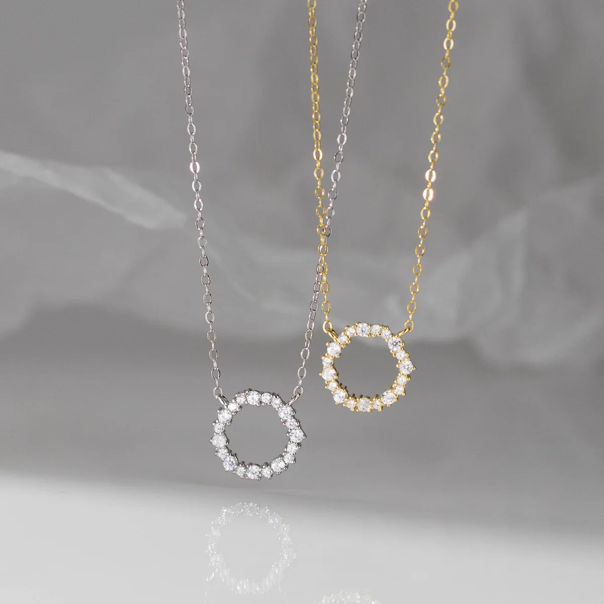 Fashion Pendant Necklace 925 Sterling Silver Zircon Necklace Hollow Round Circle Charm Gold Plated Necklaces Women