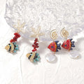 2025 New Alloy Sea bead Star Conch Starfish Colored Fish Long Earrings Jewelry