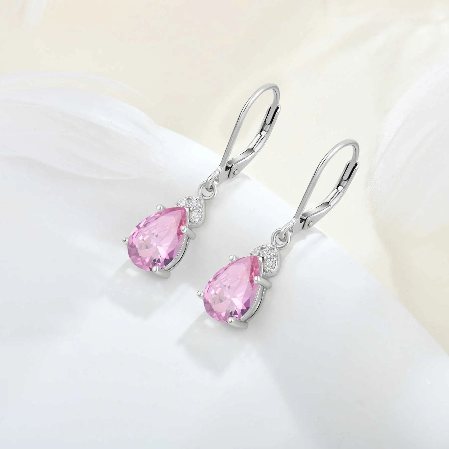 Qingxin Fine Jewelry Custom OEM Women Gemstone Vintage Luxury 925 Sterling Silver Zircon Beautiful Drop Earrings