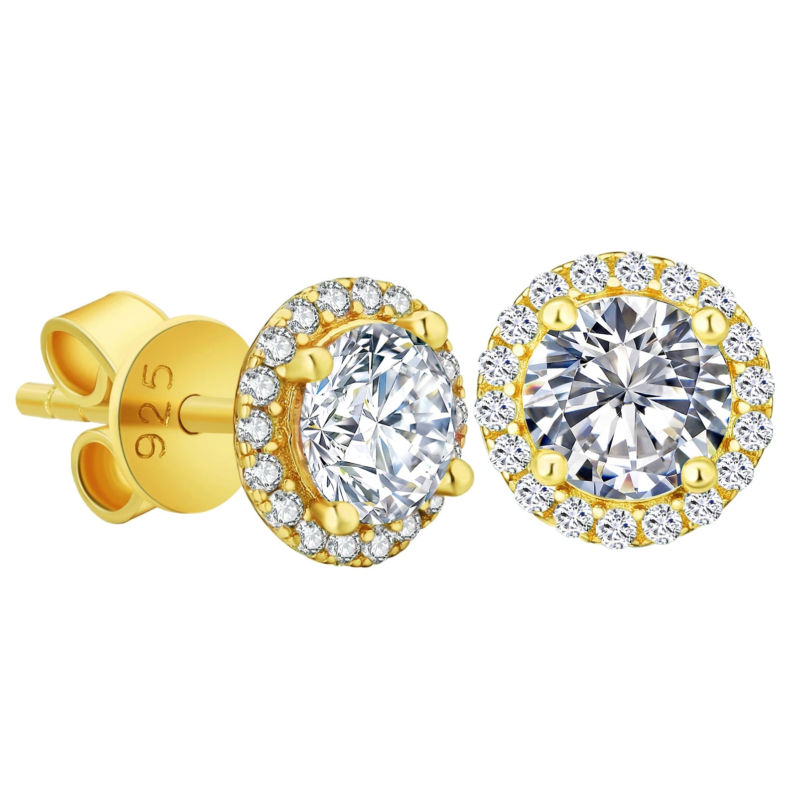 Women Luxury Diamond Jewelry 1.0CT 2.0CT Gold Plated 925 Sterling Silver Stud VVS GRA Certificate Men Moissanite Halo Earrings