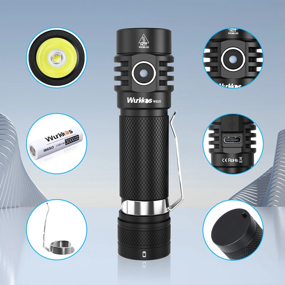 Wholesale OEM/ODM Super Bright High Power 2000 Lumen Waterproof Rechargeable Torch Light  Tactical Pocket  Flashlights