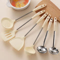 Hot Selling Products 2025 Cartoon Silicone Spatula Set Stainless Steel Cooking Tools Set for Non Stick Pan Kitchen Accessories