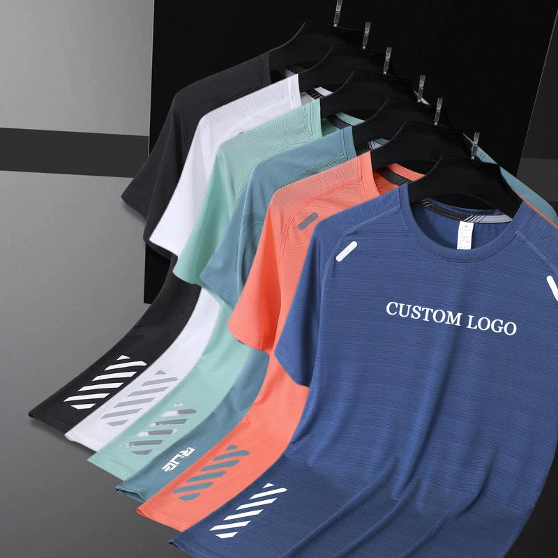 Fitness Crew Neck Tshirt Bodybuilding Men Muscle Quick Dry Gym Compression T-Shirt Polyester Breathable Running T-shirts