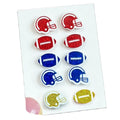Trendy Red & Blue Football Glitter Sport Acrylic Stud Earrings  for Sports Lovers and Game Day Friendship Gifts