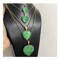 Jialin Jewelry Solid Jade Heart Necklace New Fashion Gold Plated Green Real Natural Jade Heart Pendants pink Necklace