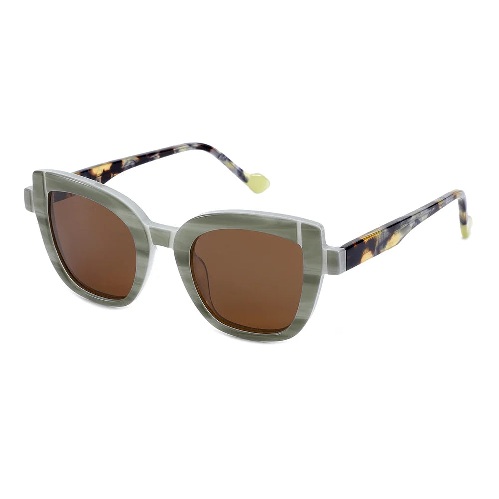 VIFF MB1203 Cat Eye Acetate Sunglasses Polarized White Eyewear