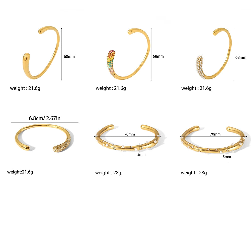 Titanium Steel Bracelet 18K Gold Plated Color Zirconium Full Diamond High Fashion Stainless Steel Cast Bracelet