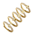 New Arrival 18K Gold Plated Micro Pave Zircon CZ Thin Band Finger Rings 26 English Letter Initial Rings for Ladies Women
