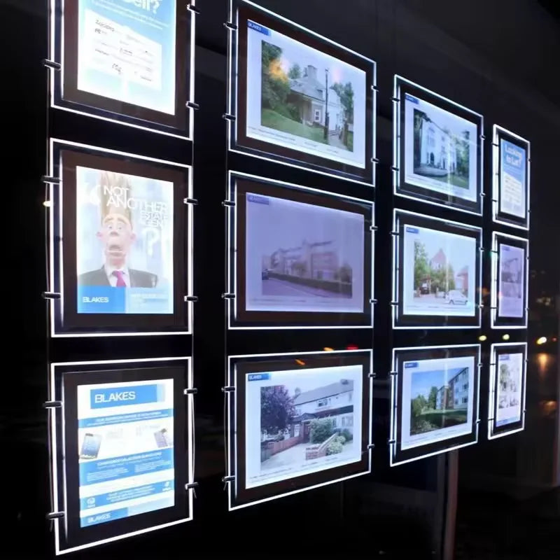 2025 Real Estate Agent Advertising Light Box Price Window Display Double Sides Led Hanging Crystal Light Box