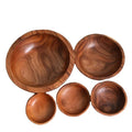 Hot Sale Factory Direct Eco-friendly Acacia Wooden Salad & Soup Bowls Deep Dish with Plant Pattern Direct Price