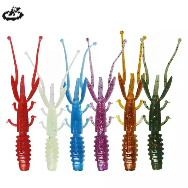 Hangxiang 2.2g PVC Printed Soft Plastic Shrimp Fishing Lures for Bass in Rivers Lakes Streams