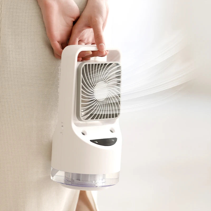 New Auto Rotation Portable Air Conditioner Fan 4000mAh Rechargeable Cooling Fan Double Nozzle Humidifier with Digital Display
