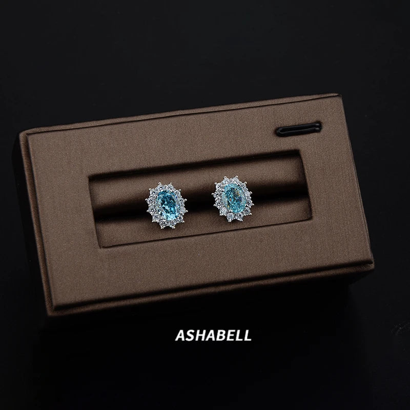 S925 Silver Wholesale Designer Inspired Earrings Fashion Retro Blue Stone Princess With Earrings