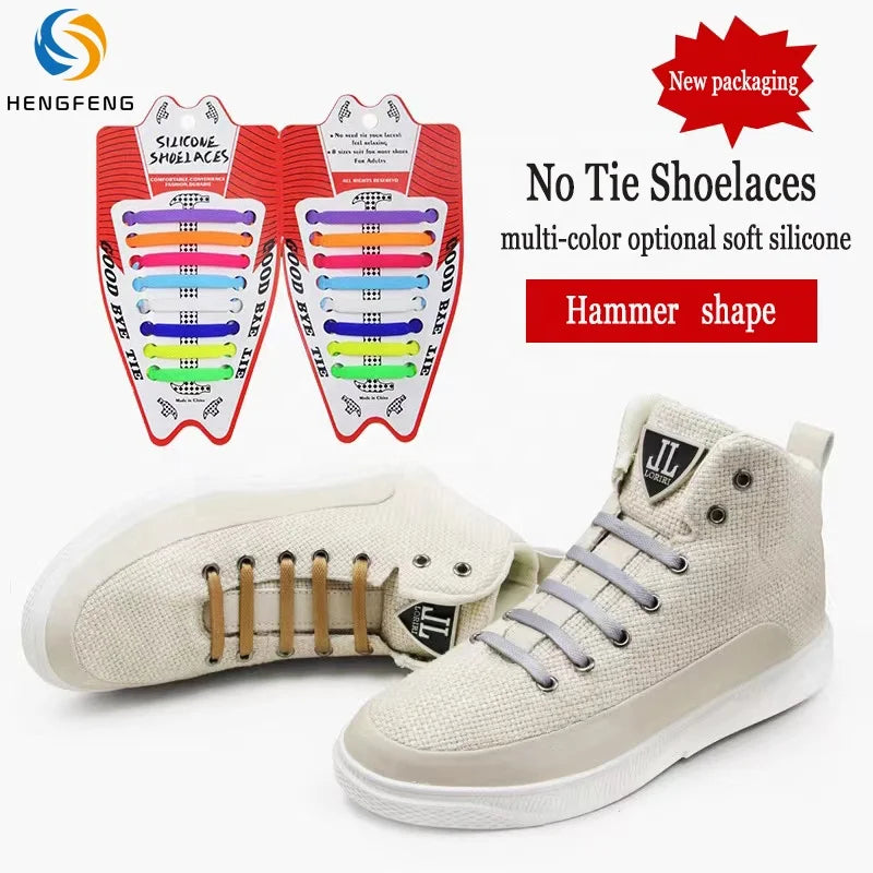Wholesale Silicone Shoelaces No Tie Elastic Lazy Shoe Laces for Sneakers